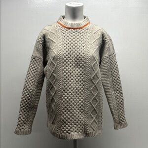 McConnell LambsWool Sweater Knit Pullover Crewneck Long Sleeve Ivory Mens Small